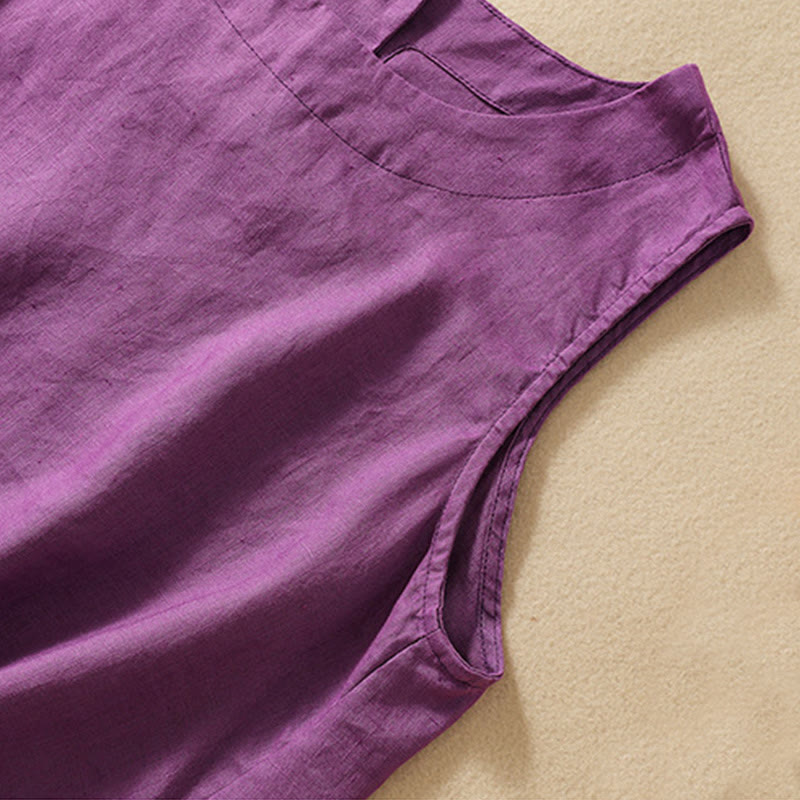 Casual Women's Cotton Linen Sleeveless Vest | Yoga Top