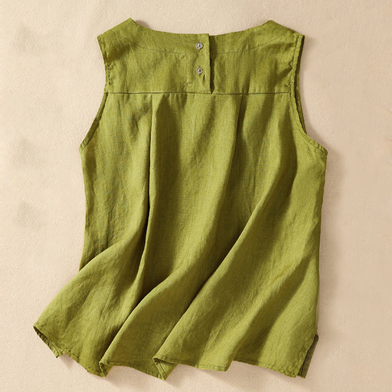 Casual Women's Cotton Linen Sleeveless Vest | Yoga Top