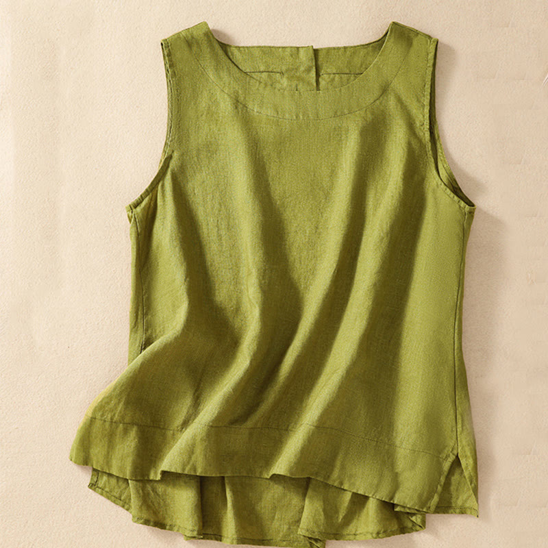 Casual Women's Cotton Linen Sleeveless Vest | Yoga Top