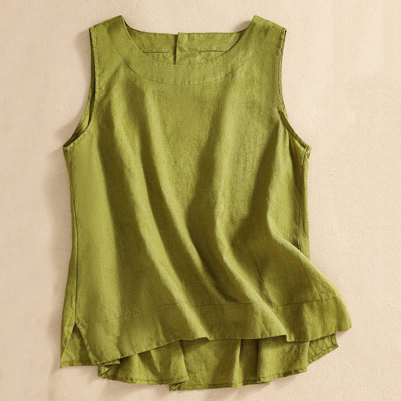 Casual Women's Cotton Linen Sleeveless Vest | Yoga Top
