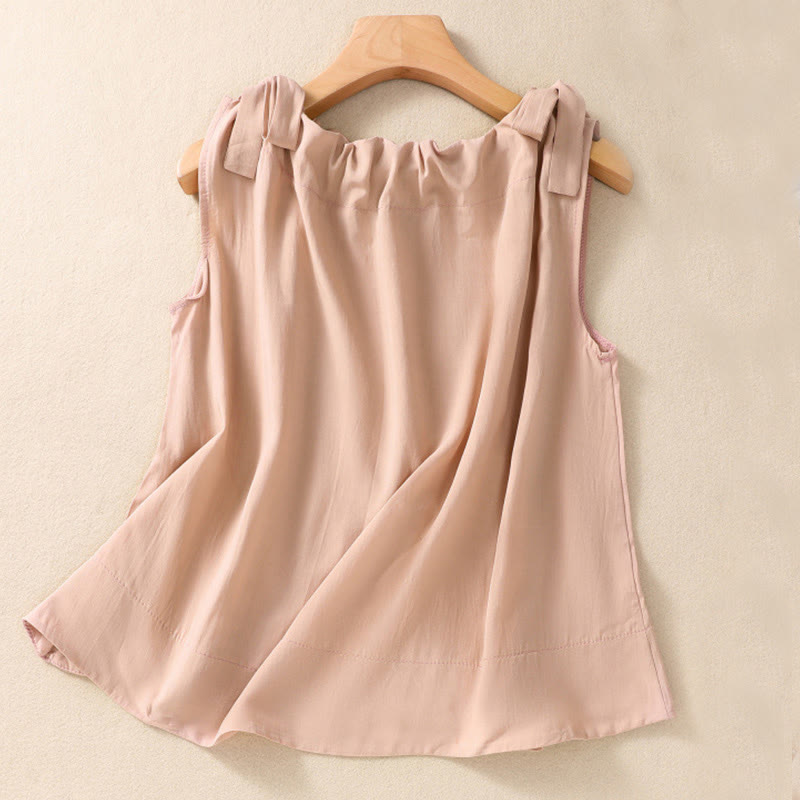 DarkSalmon and LemonChiffon Cotton Yoga Vest | Women's Summer Top