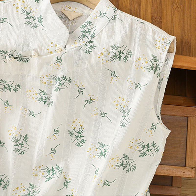 Women's Spiritual Cotton Vest with Chinese Frog-Button