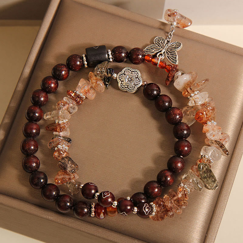 Rutilated Quartz & Red Sandalwood Spiritual Protection Bracelet