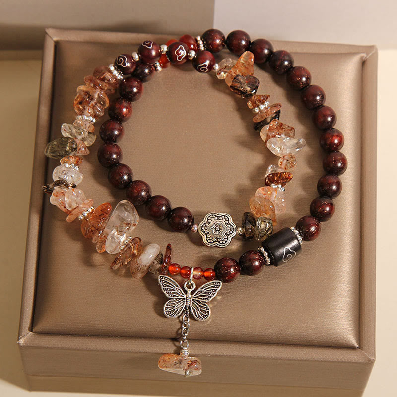 Rutilated Quartz & Red Sandalwood Spiritual Protection Bracelet