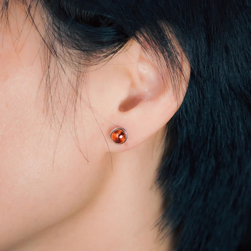 Boucles d'oreilles Calm Stability Grenat en argent sterling 925 7 mm