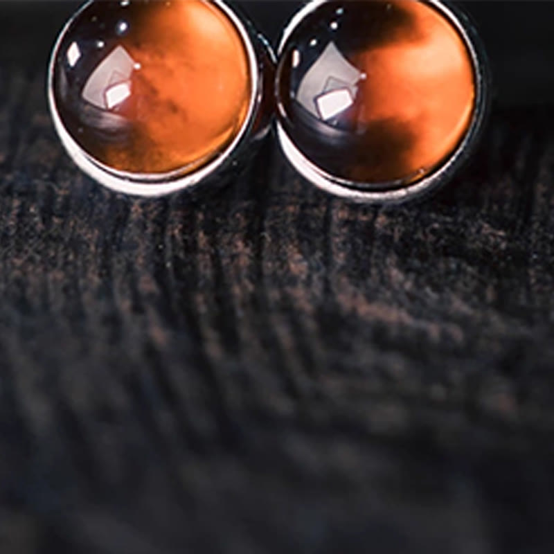 Boucles d'oreilles Calm Stability Grenat en argent sterling 925 7 mm