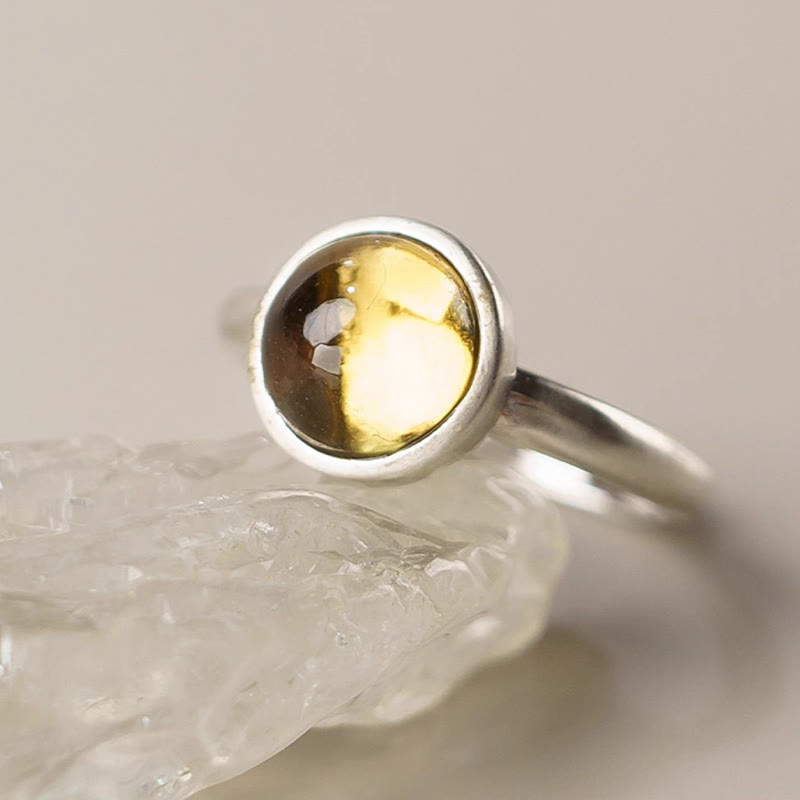 Bague réglable en citrine en argent sterling 925 pour la protection