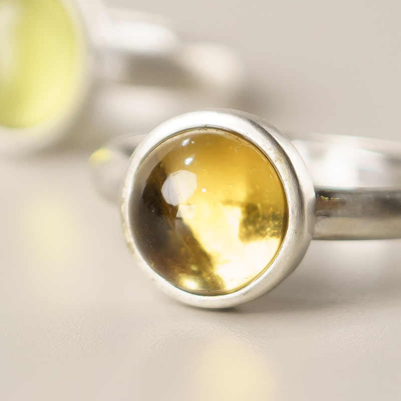Bague réglable en citrine en argent sterling 925 pour la protection