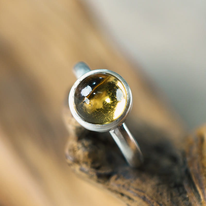 Bague réglable en citrine en argent sterling 925 pour la protection