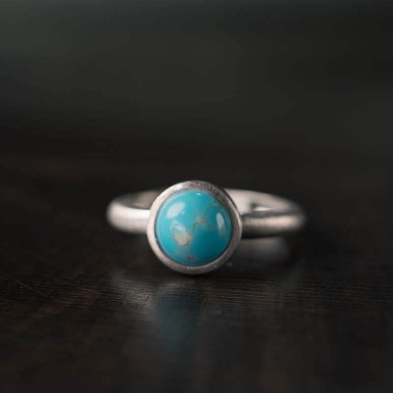 Bague d'équilibre en argent sterling 925 avec turquoise et lazurite 9 mm
