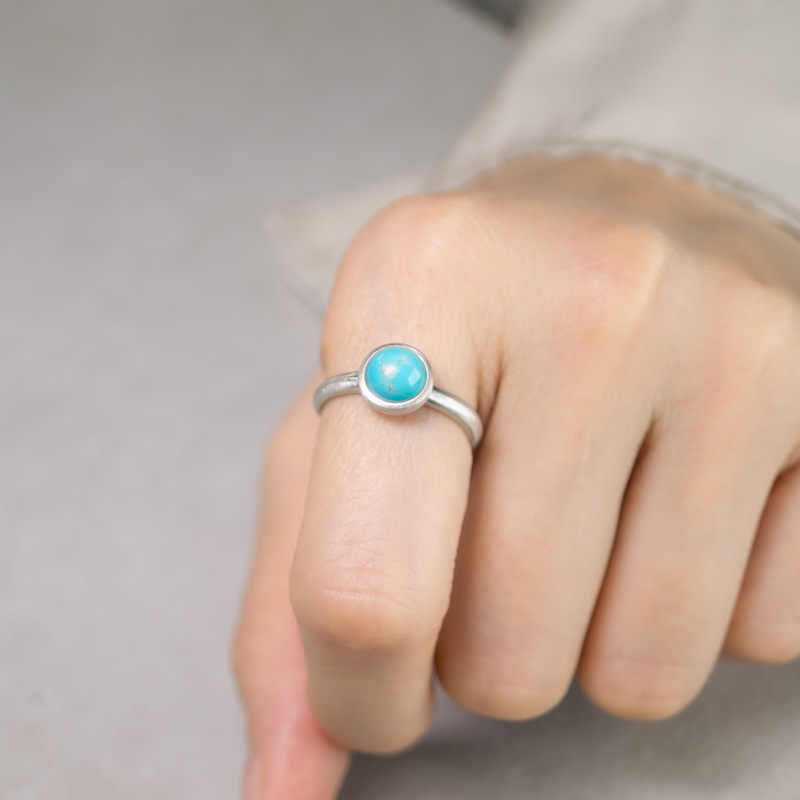 Bague d'équilibre en argent sterling 925 avec turquoise et lazurite 9 mm