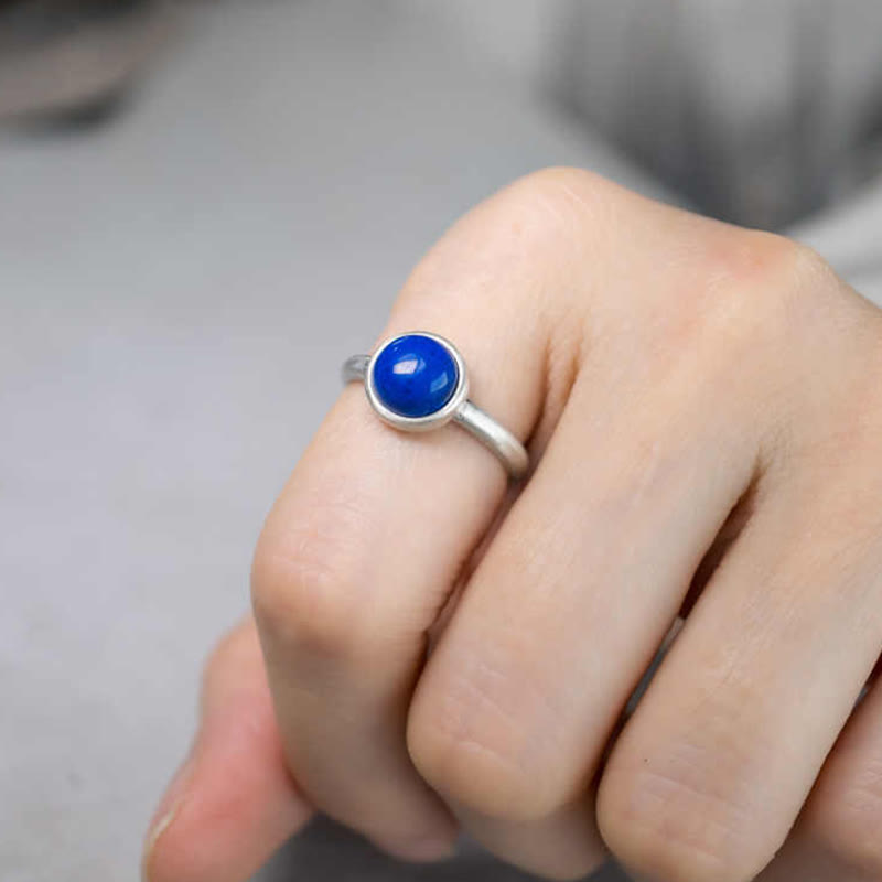 Bague d'équilibre en argent sterling 925 avec turquoise et lazurite 9 mm