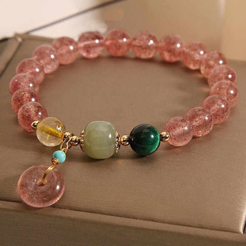 8mm Strawberry Quartz Peace Buckle Spiritual Bracelet