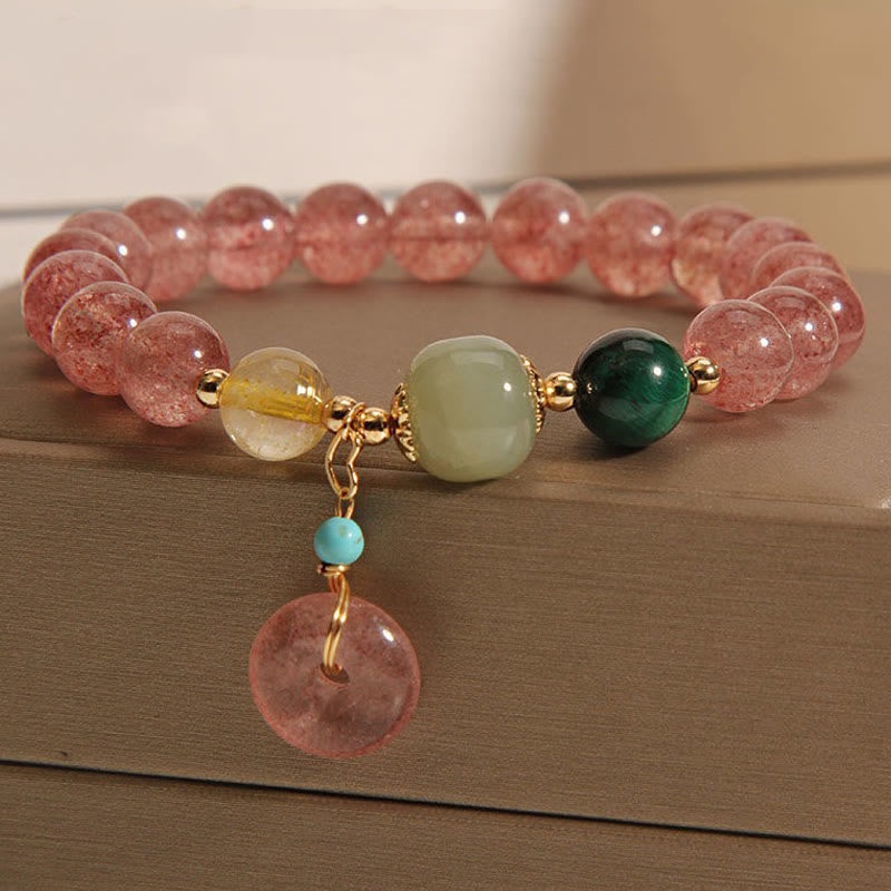 8mm Strawberry Quartz Peace Buckle Spiritual Bracelet
