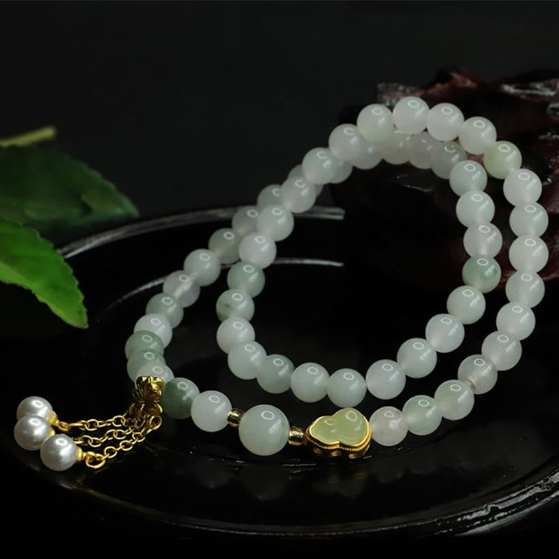 Bracelet de prospérité en jade Tianshan Lotus de 6 mm pour femme