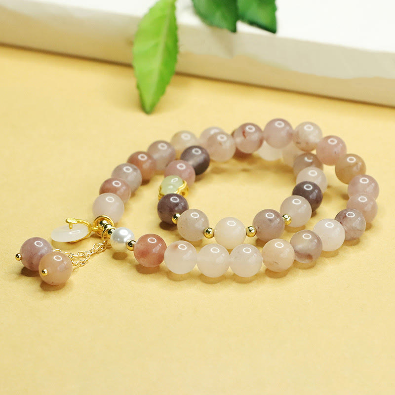 Bracelet de paix en jade et soie dorée pour la chance et l'harmonie