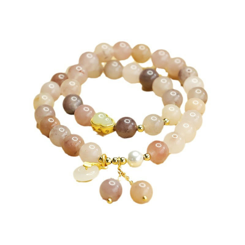 Bracelet de paix en jade et soie dorée pour la chance et l'harmonie
