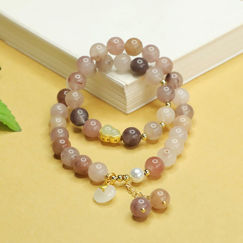 Golden Silk Jade Peace Buckle Bracelet for Luck & Harmony