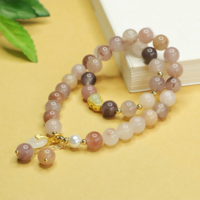 Bracelet de paix en jade et soie dorée pour la chance et l'harmonie