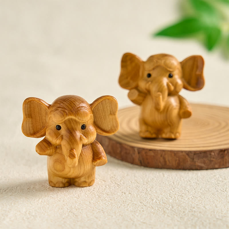 Mini décoration de guérison sculptée en bois de santal en forme d'éléphant