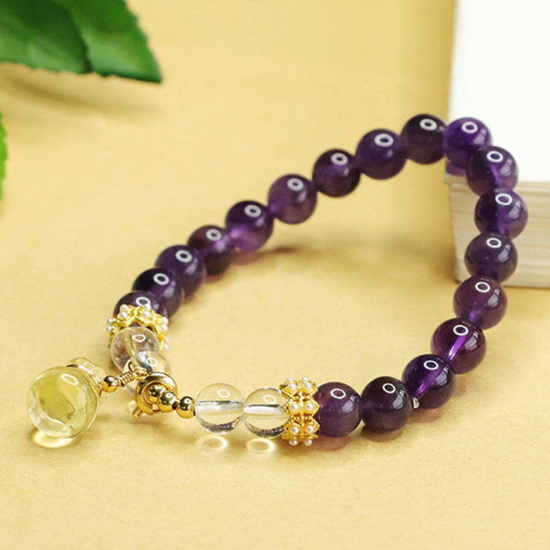 Amethyst Money Bag Balance Bracelet for Women 8mm Beads