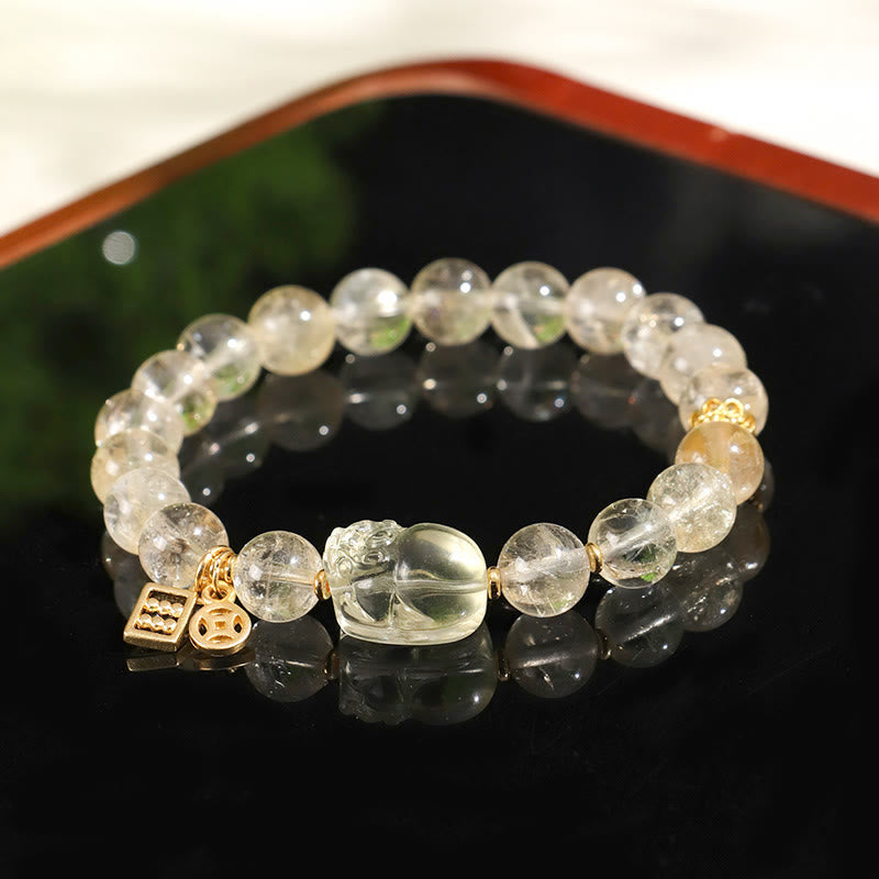 Citrine Pixiu Protection Bracelet 15cm for Women