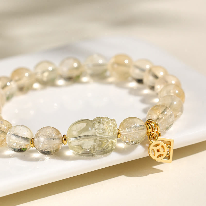 Bracelet de protection en citrine Pixiu 15 cm pour femme