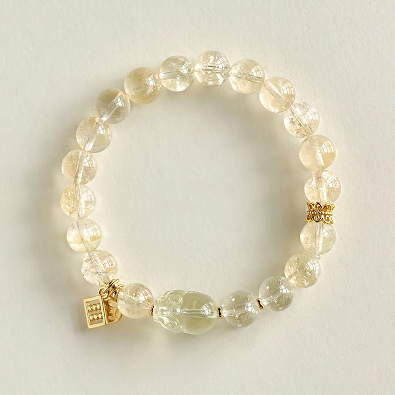 Citrine Pixiu Protection Bracelet 15cm for Women