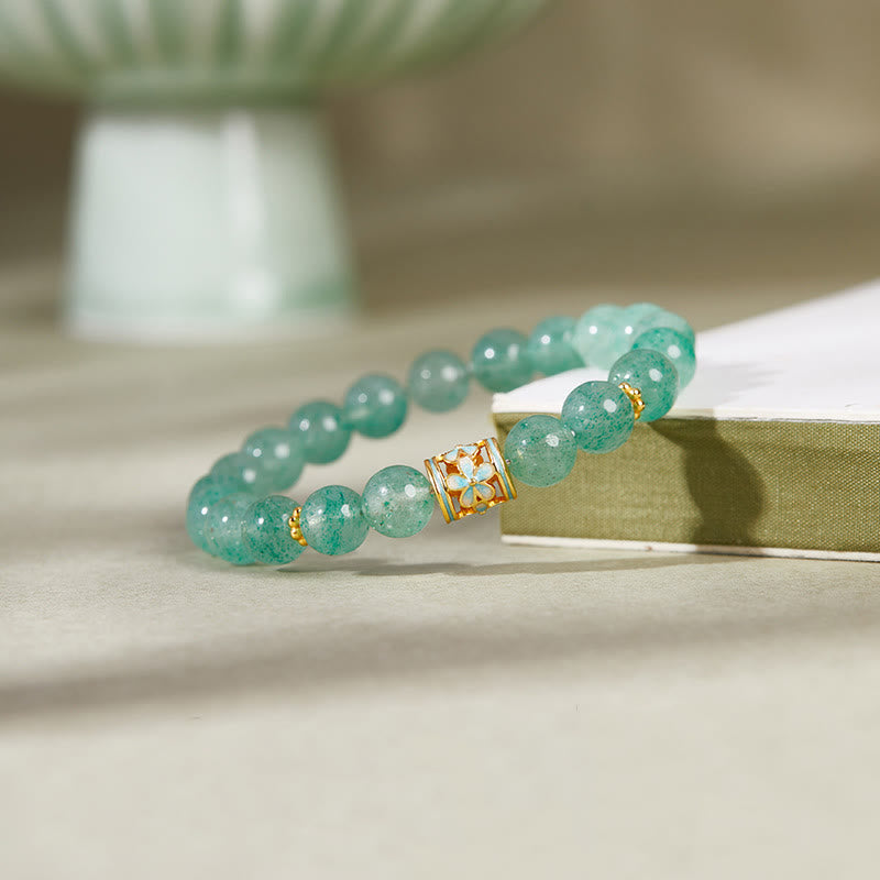 8mm Green Strawberry Quartz Calm & Protection Spiritual Bracelet