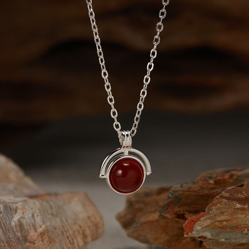 Collier en argent sterling 925 avec pendentif en agate et pierre de confiance
