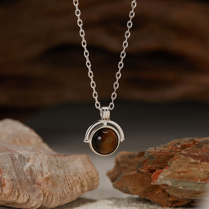 Collier en argent sterling 925 avec pendentif en agate et pierre de confiance