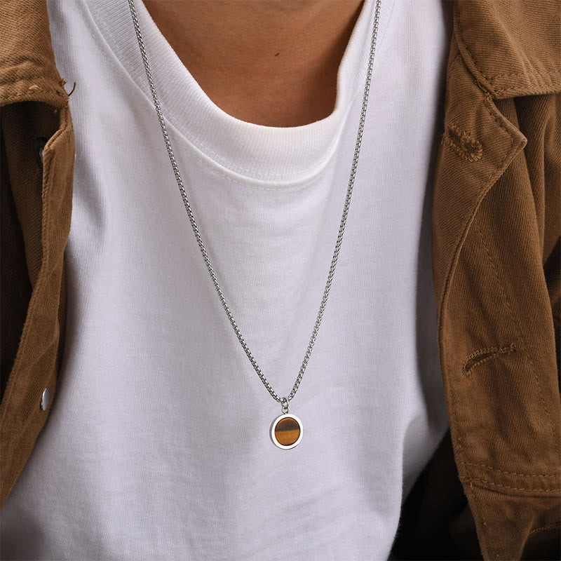 Collier turquoise avec pendentif œil de tigre, lazurite et malachite