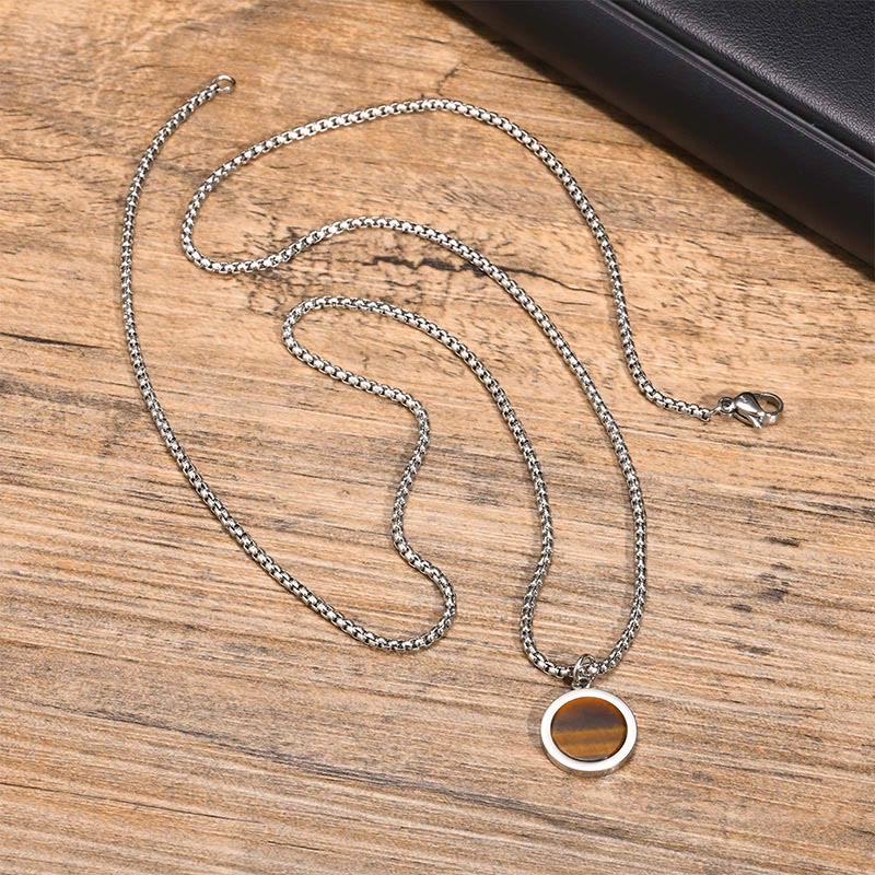 Collier turquoise avec pendentif œil de tigre, lazurite et malachite