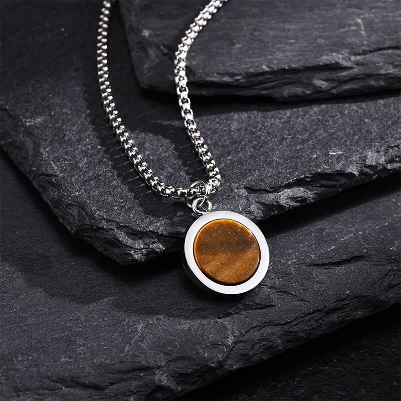 Collier turquoise avec pendentif œil de tigre, lazurite et malachite