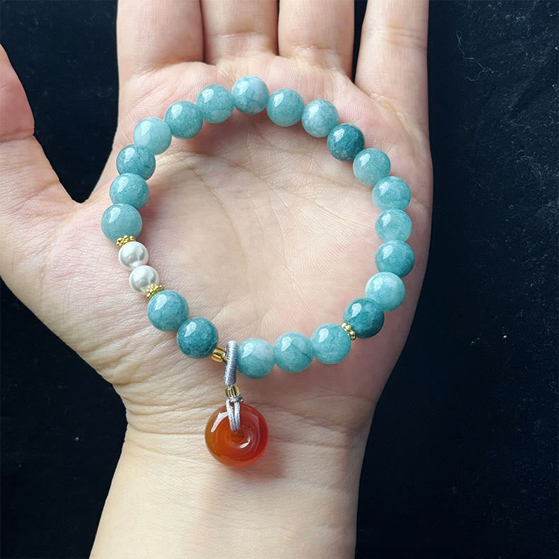 Bracelet de prospérité avec boucle de paix en jade de 8 mm