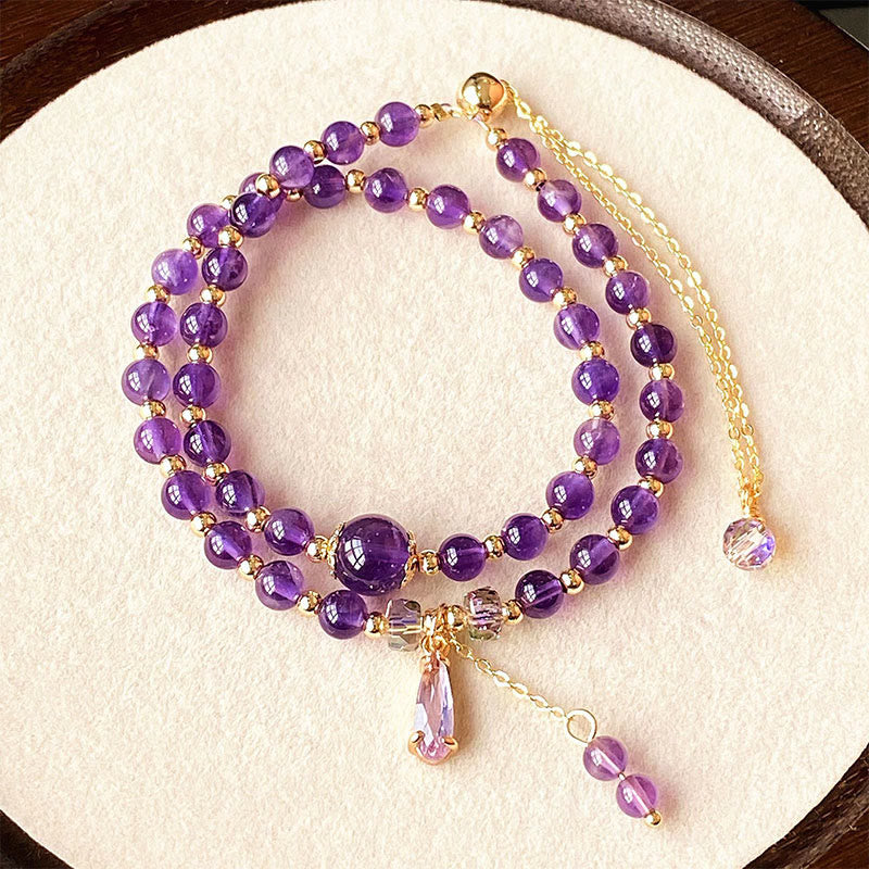 Amethyst Balance Multi-Layer Bracelet for Women 5.9-8.3 in