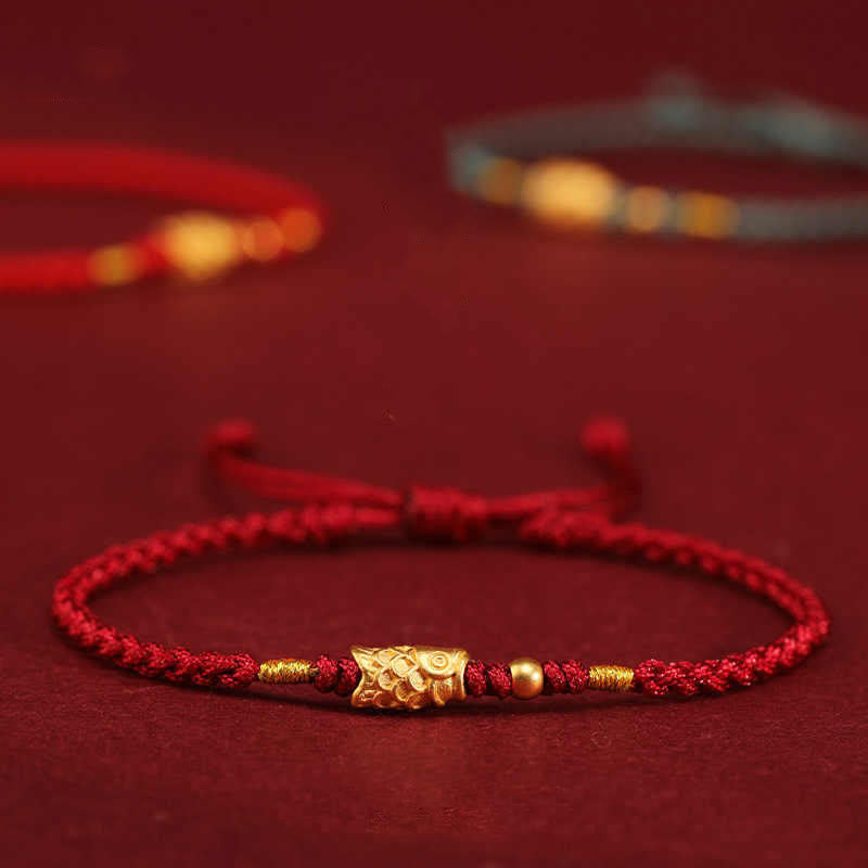 Bracelet unisexe en or 999, motif poisson koï, protection et chance