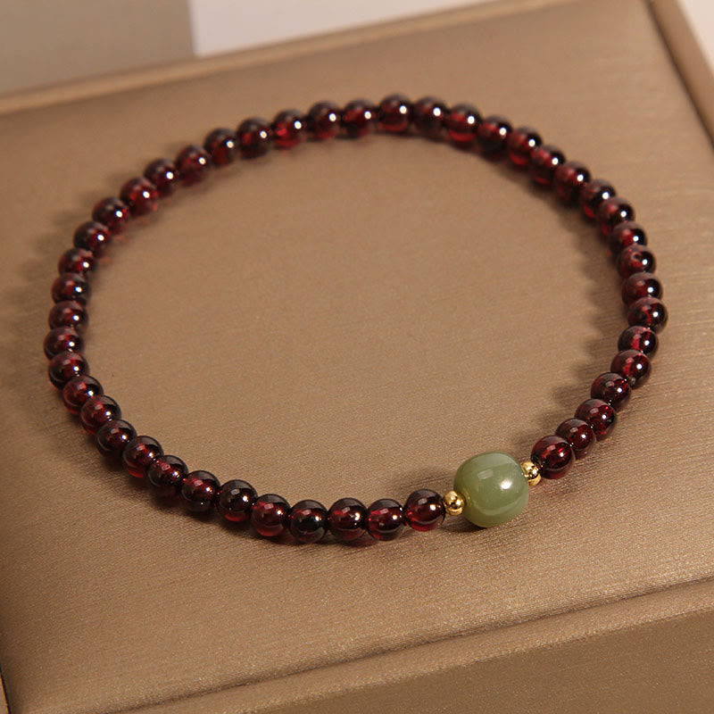 Bracelet de stabilité en jade Hetian grenat 3 mm