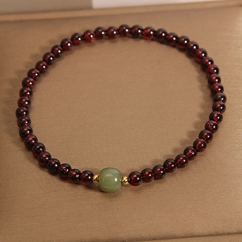 Bracelet de stabilité en jade Hetian grenat 3 mm