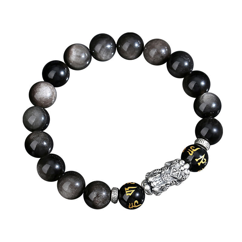 Bracelet Pixiu en obsidienne noire | 10 mm de résistance et de protection