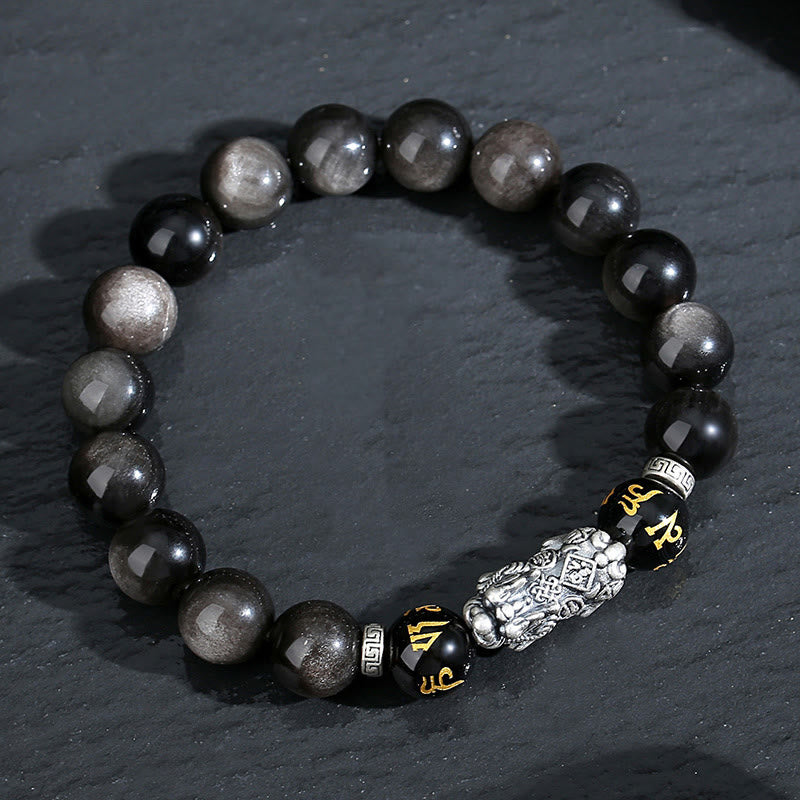 Bracelet Pixiu en obsidienne noire | 10 mm de résistance et de protection