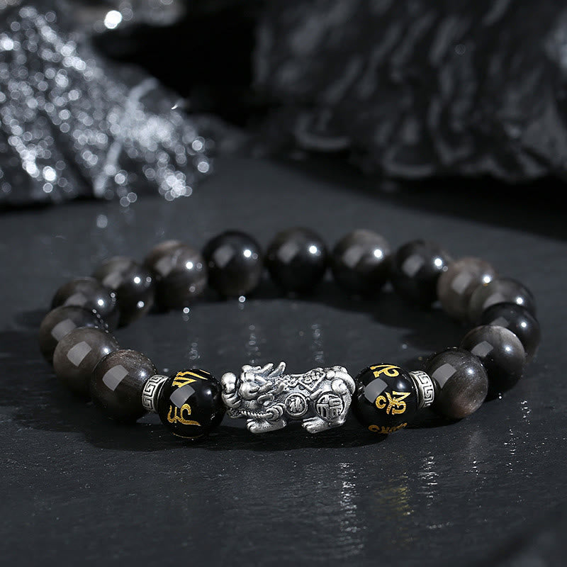 Black Obsidian Pixiu Bracelet | 10mm Strength & Protection