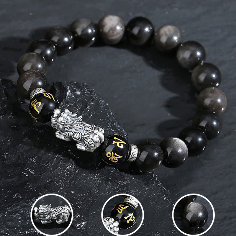 Bracelet Pixiu en obsidienne noire | 10 mm de résistance et de protection