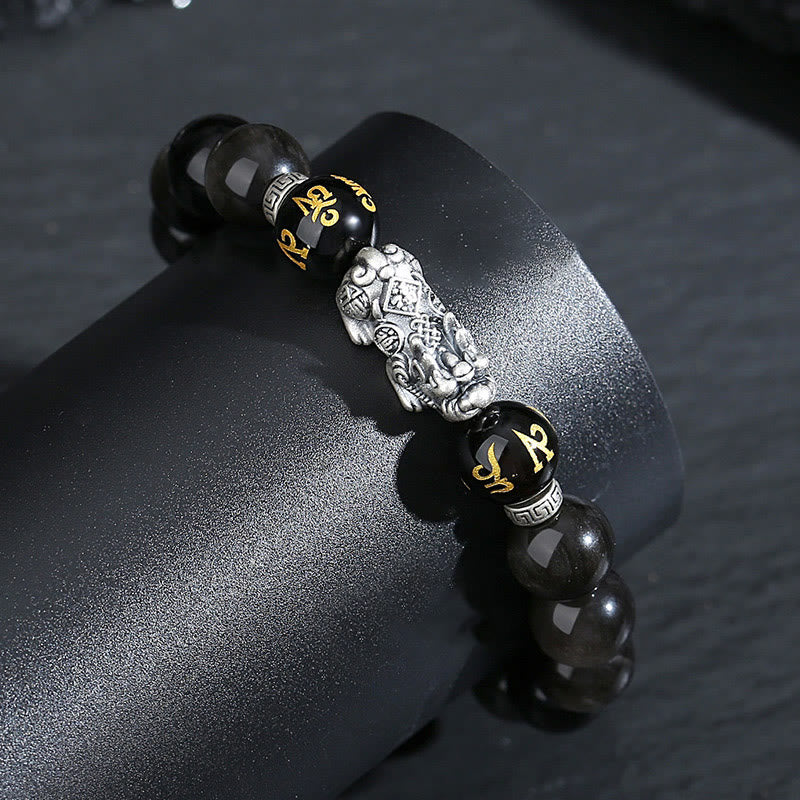 Black Obsidian Pixiu Bracelet | 10mm Strength & Protection