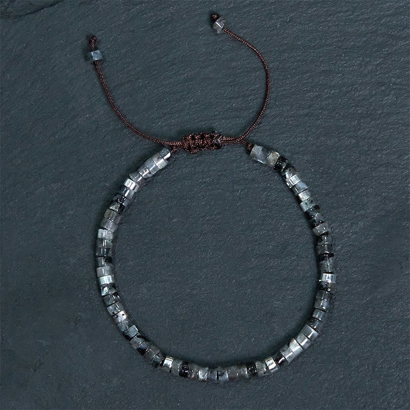 Bracelet Courage en Pierre Noire Scintillante pour la Protection Spirituelle
