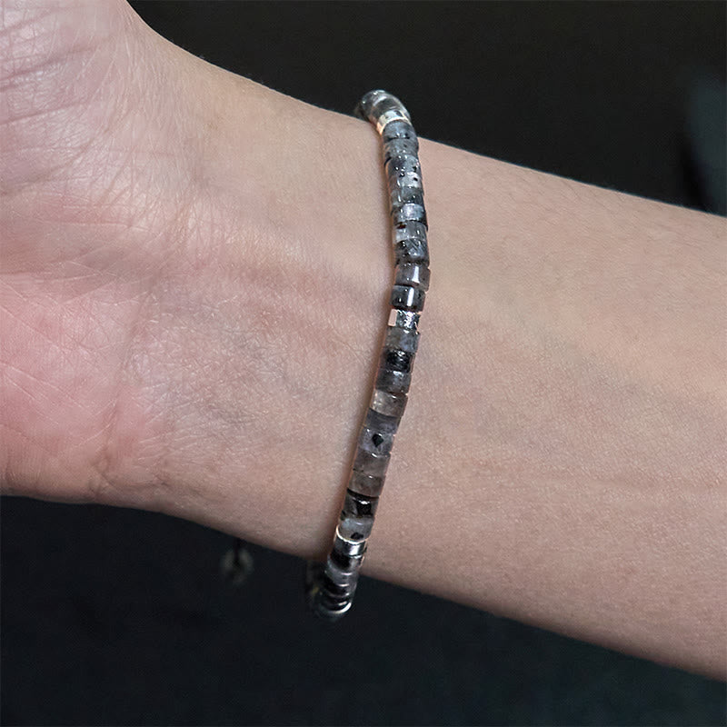 Bracelet Courage en Pierre Noire Scintillante pour la Protection Spirituelle