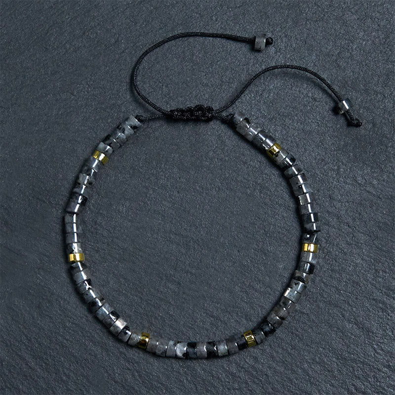 Black Glitter Stone Courage Bracelet for Spiritual Protection