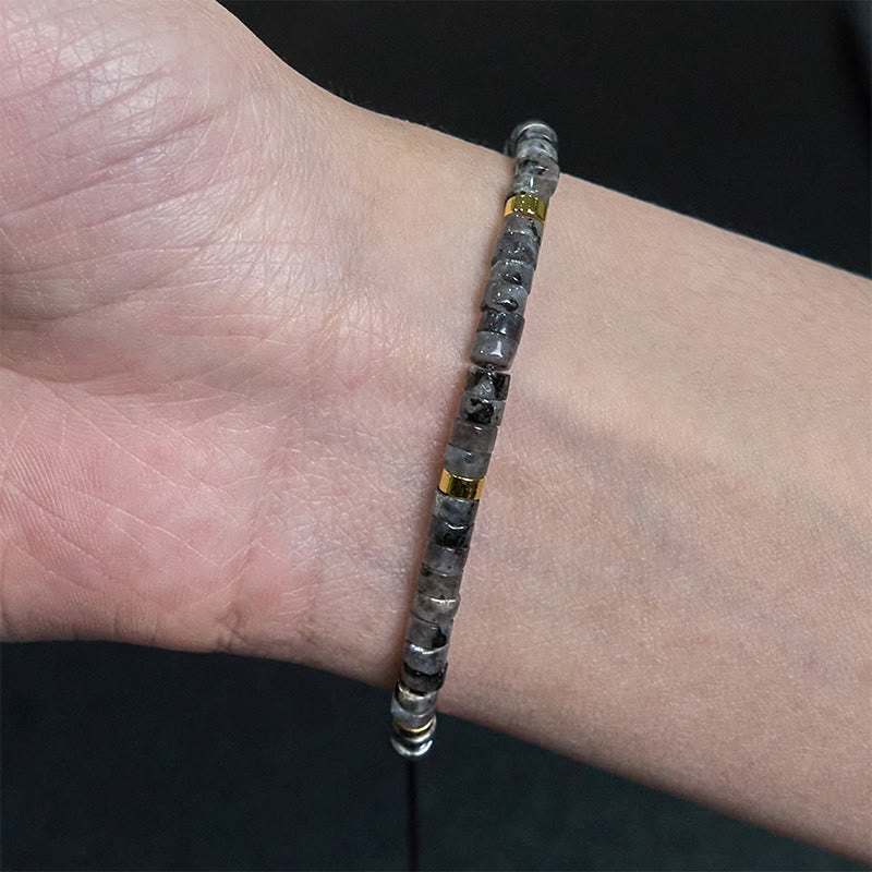 Bracelet Courage en Pierre Noire Scintillante pour la Protection Spirituelle