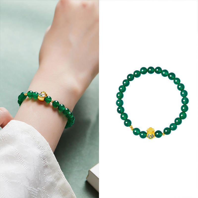 Bracelet en agate calcédoine verte pour la force et le calme