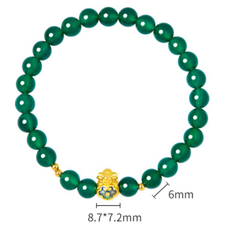 Bracelet en agate calcédoine verte pour la force et le calme